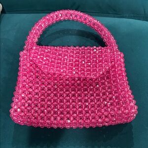 Elegant Pink Beaded Handbag